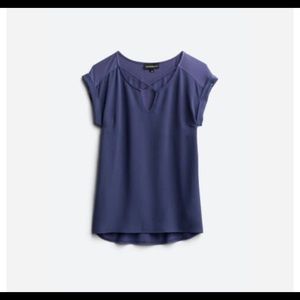 Ladies cap sleeve, mixed media top.